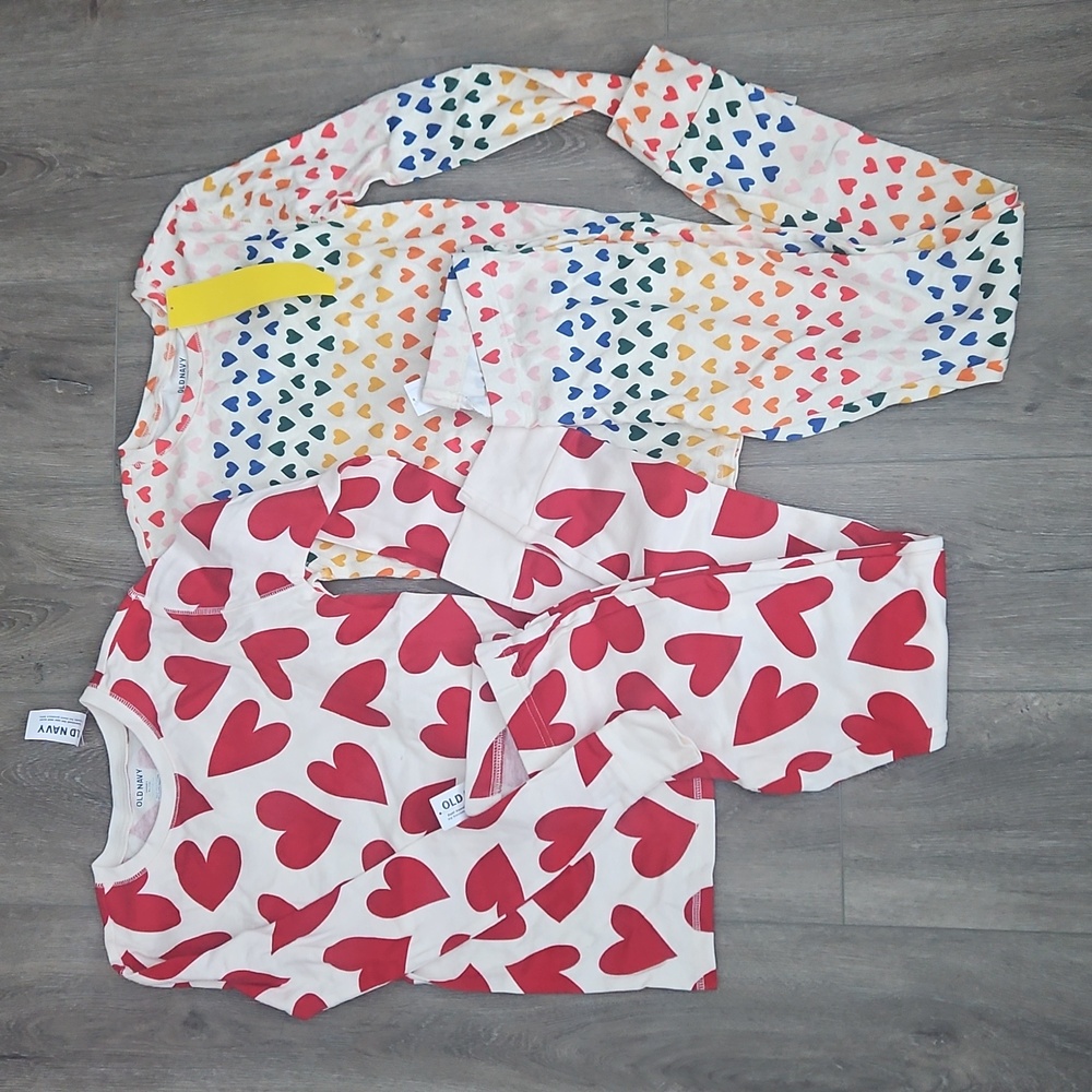 Old Navy 4pc PJ Set Heart Print Girls Size XL